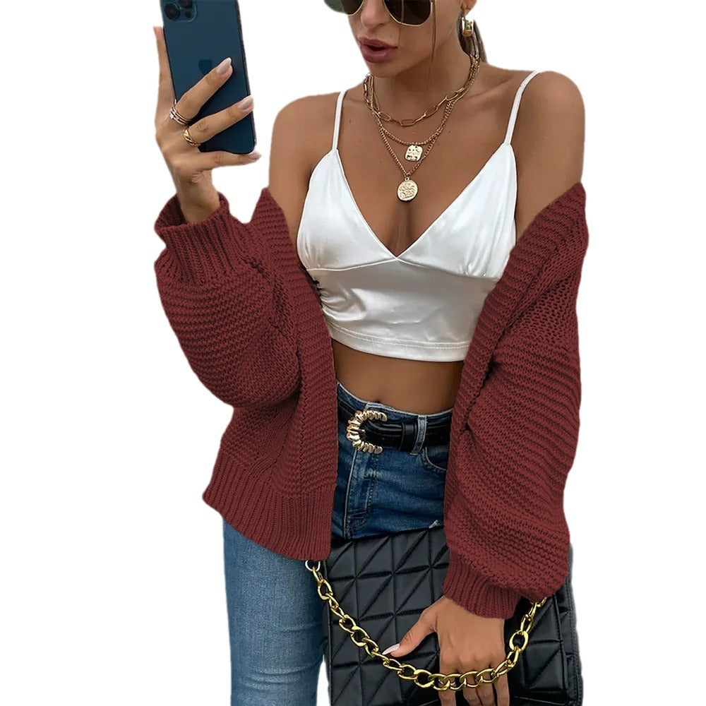 Dames gros tricot cardigan avec coupe ample et manches douces Chic und Stil