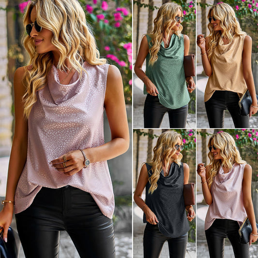Dames élégant Top avec ourlet asymétrique et décolleté à cascade décontracté Chic und Stil