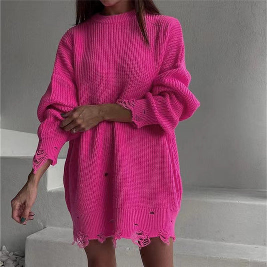 Robe en tricot pour femmes avec coupe décontractée et détails usés Chic und Stil