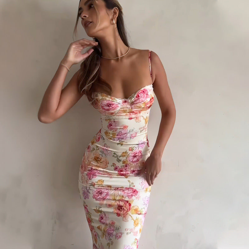 Robe bodycon florale sans bretelles Chic und Stil