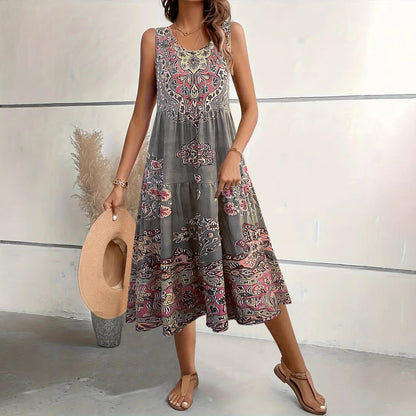 Robe maxi femme avec motif ethnique ludique et coupe fluide Chic und Stil