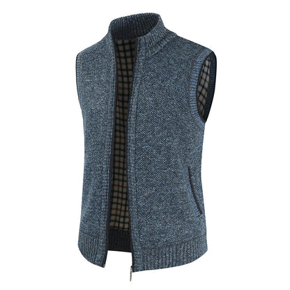 Men's elegant knitted vest with high collar and full zip Chic and Style