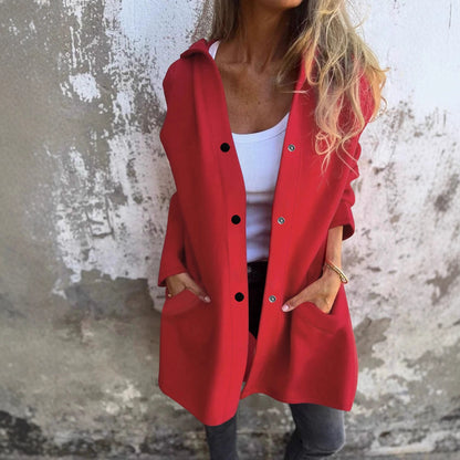 Dames Cardigan long tendance avec capuche et poches pratiques Chic und Stil