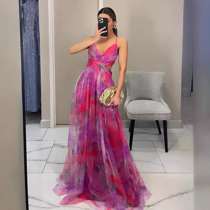 Femme Élégante Robe Maxi avec des détails découpés raffinés et un design fluide Chic und Stil