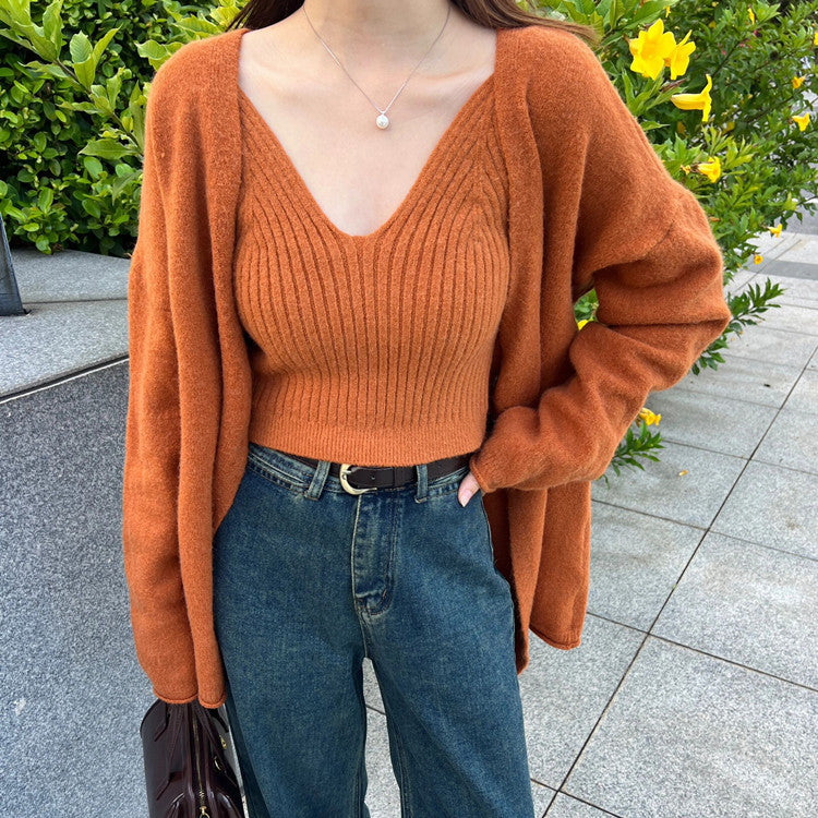 Cardigan en tricot décontracté pour femmes avec une fine texture et de gros boutons Chic und Stil