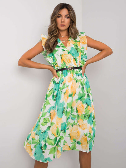 Robe midi à volants à motif floral pour dames Chic und Stil