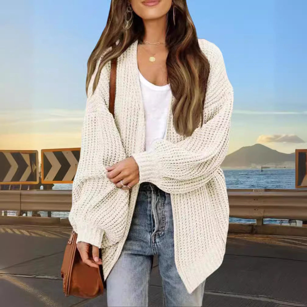 Dames gros tricot cardigan à coupe large Chic und Stil