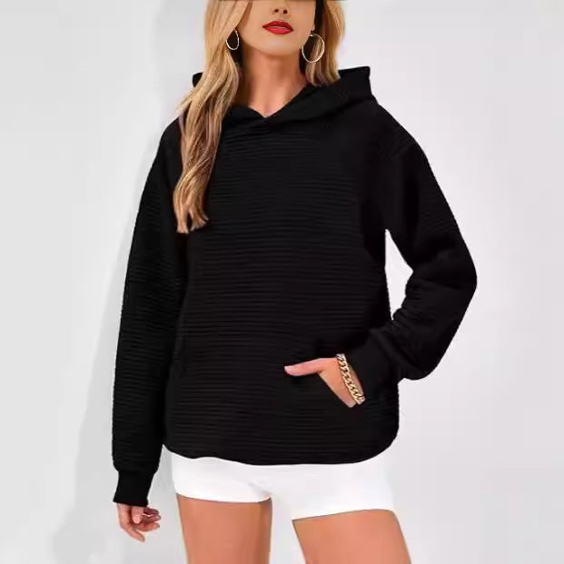 Pull à capuche décontracté pour femmes en coton structuré Chic und Stil