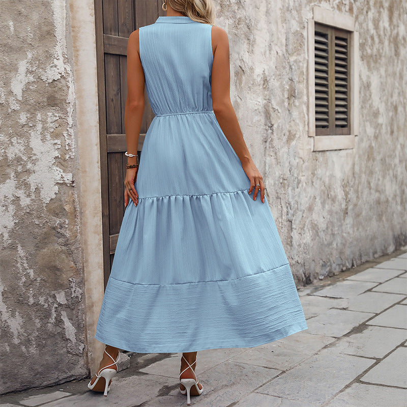 Femme Bouton couche Maxi robe Chic und Stil