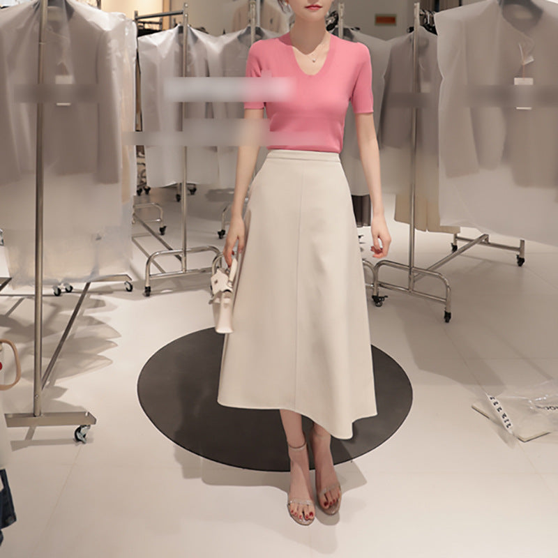 Asymmetrical A-line midi skirt for women with an elegant fluid Chic and Style