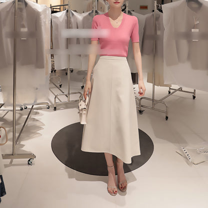 Asymmetrical A-line midi skirt for women with an elegant fluid Chic and Style