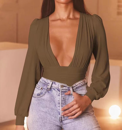 Dames Élégant Décolleté V Profond Body Chic und Stil
