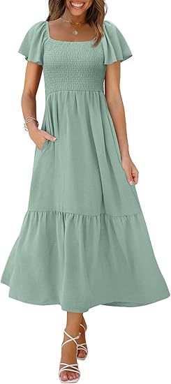 Robe maxi femme avec bretelles fines et volants volumineux Chic und Stil