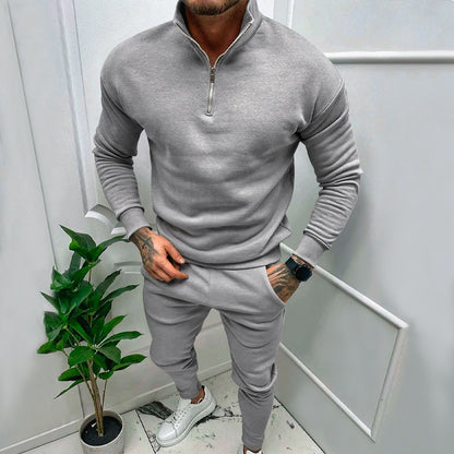 Pull-over en fleece sportif pour hommes avec fermeture éclair courte et coupe à la mode Chic und Stil