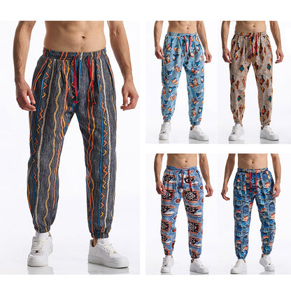 Casual Harem Pants for Men with Colorful Pattern and Elastic Waist Chic and Style