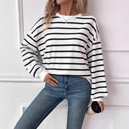 Dames pull décontracté avec motif rayé moderne Chic und Stil