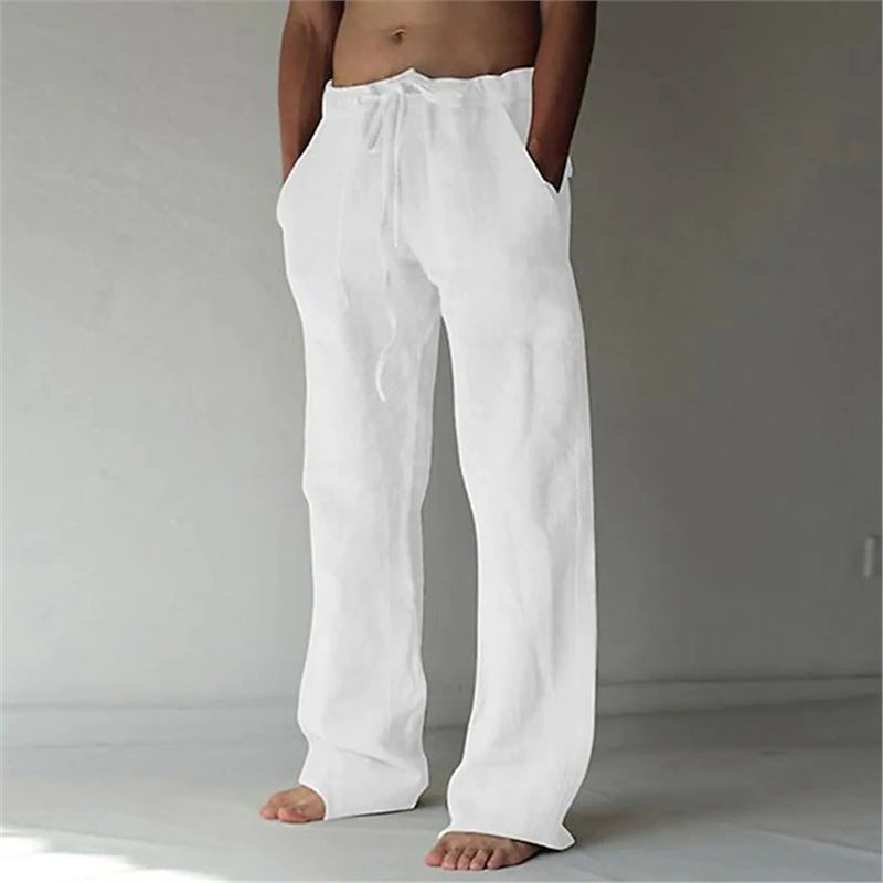 Casual linen pants for men with adjustable waist and side pockets Chic and Style