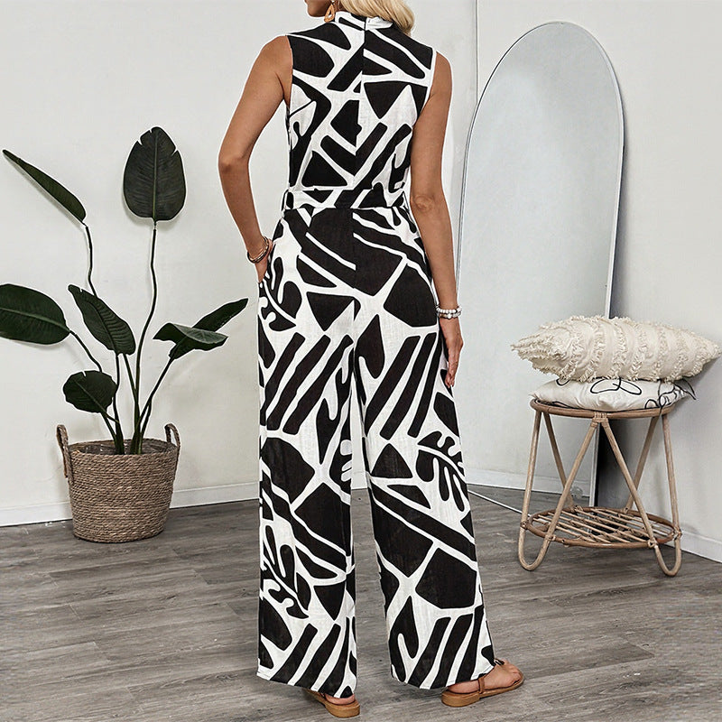 Salopette sans manches pour femmes avec taille ceinturée à jambes larges Chic und Stil