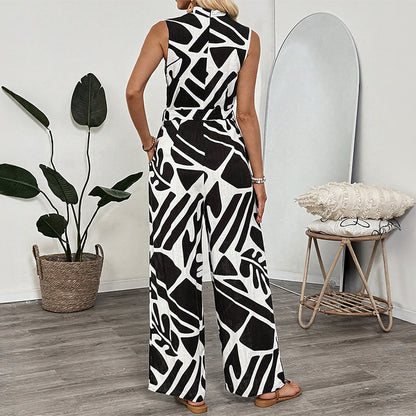 Salopette sans manches pour femmes avec taille ceinturée à jambes larges Chic und Stil