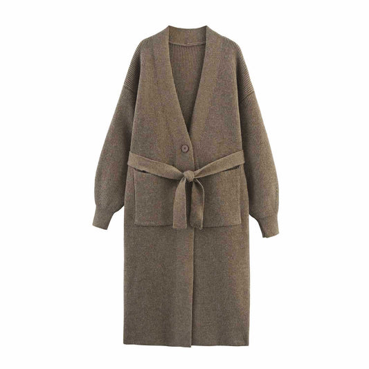 Dames élégante cardigan avec ceinture à la taille Chic und Stil