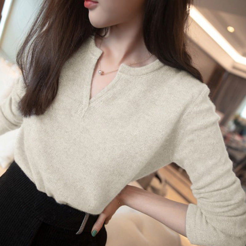 Pull en tricot texturé à col V pour femmes Chic und Stil