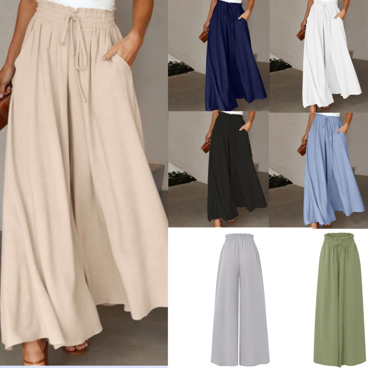 Loose linen pants for women with elastic and side pockets Chic and Style
