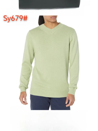Pull en V à col pour hommes en tricot fin Chic und Stil