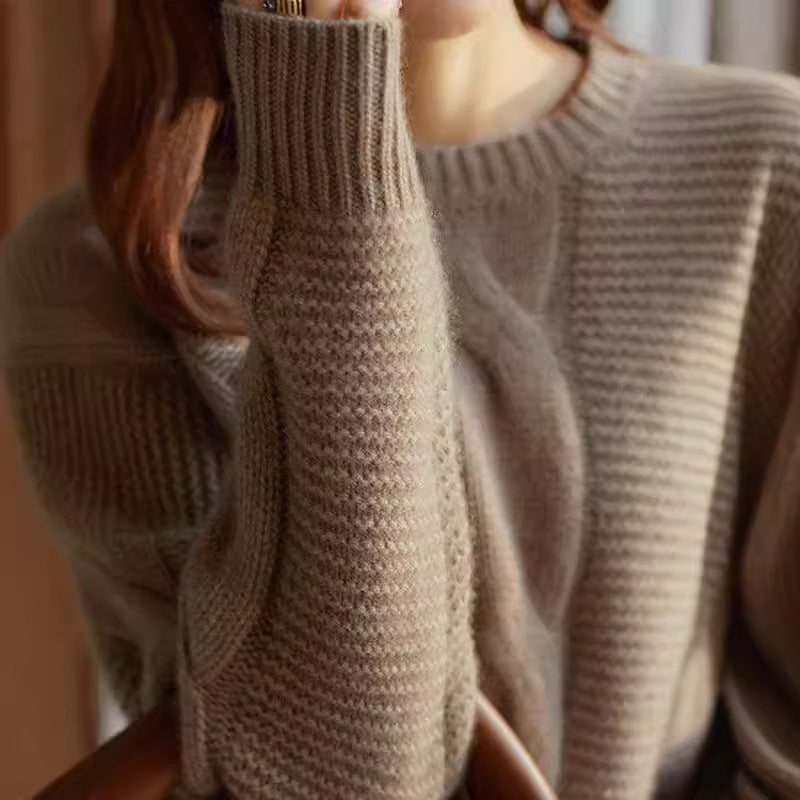 Pull en gros tricot pour femmes avec design structuré et manches larges Chic und Stil