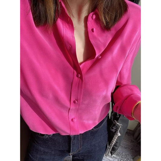 Chemisier en satin léger à boutons pour femmes Chic und Stil