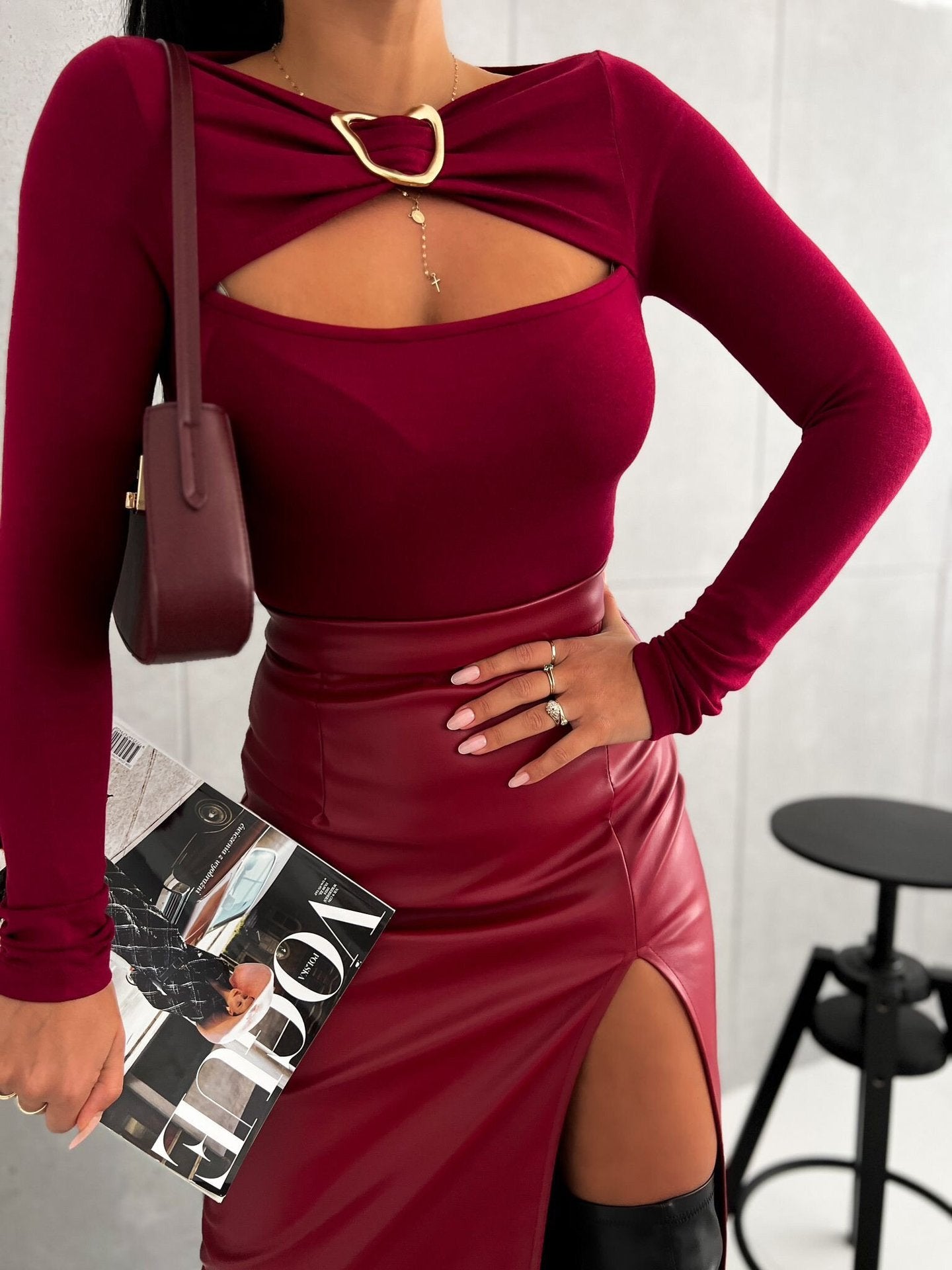 Women's long-sleeved blouse with cut-out details Chic and stylish