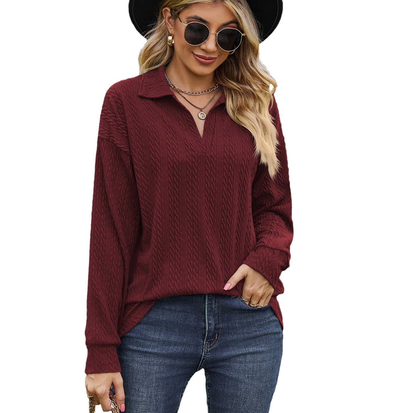 Pull décontracté femme avec motif de câble texturé Chic und Stil