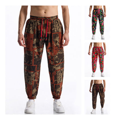 Men's leisure pants with a chic floral design