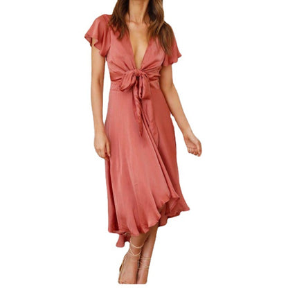 Robe midi à nouer pour dames Chic und Stil