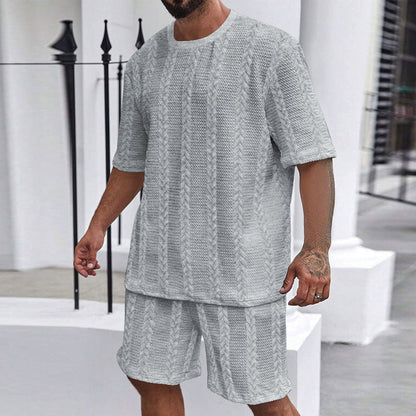 Hommes ensemble en tricot confortable avec haut court et shorts Chic und Stil