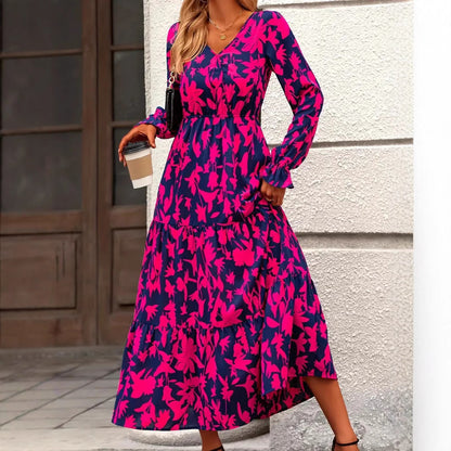 Robe maxi femme avec décolleté en V et manches volumineuses Chic und Stil