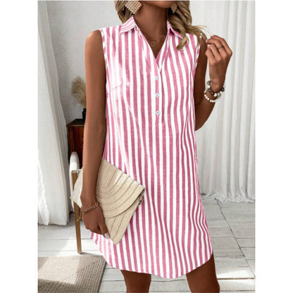 Robe chemise décontractée pour femmes avec détails de boutons et motif rayé Chic und Stil