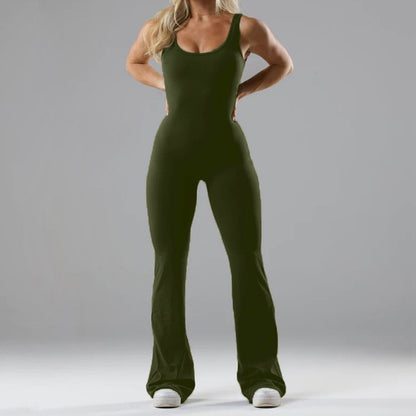 Women's Flared Sport Jumpsuit with Soft Material - Chic and Stylish