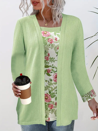 Dames cardigan décontracté avec doublure florale et manches longues Chic und Stil