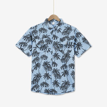 Chemise à manches courtes pour hommes avec motif palmier et poche poitrine pratique Chic und Stil