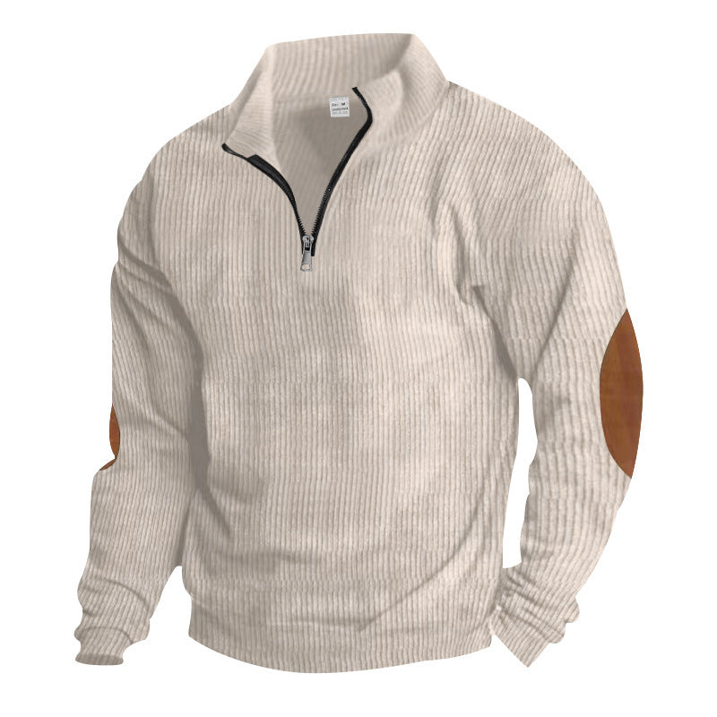 Pull-over zippé pour hommes avec applications en cuir Chic und Stil