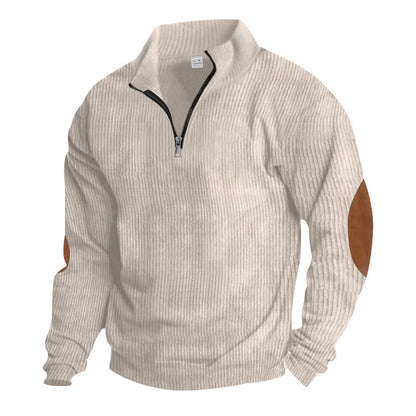 Pull-over zippé pour hommes avec applications en cuir Chic und Stil