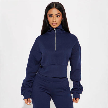 Dames Ensemble de loungewear en polaire sporty avec fermeture éclair Chic und Stil