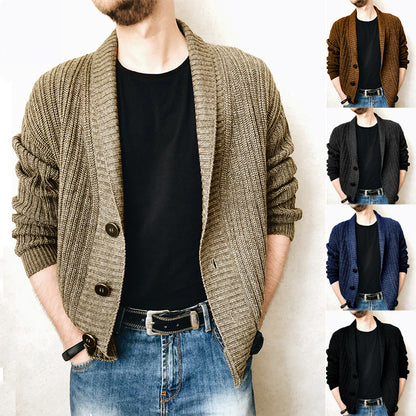 Men's knitted jacket with deep collar Chic and Style