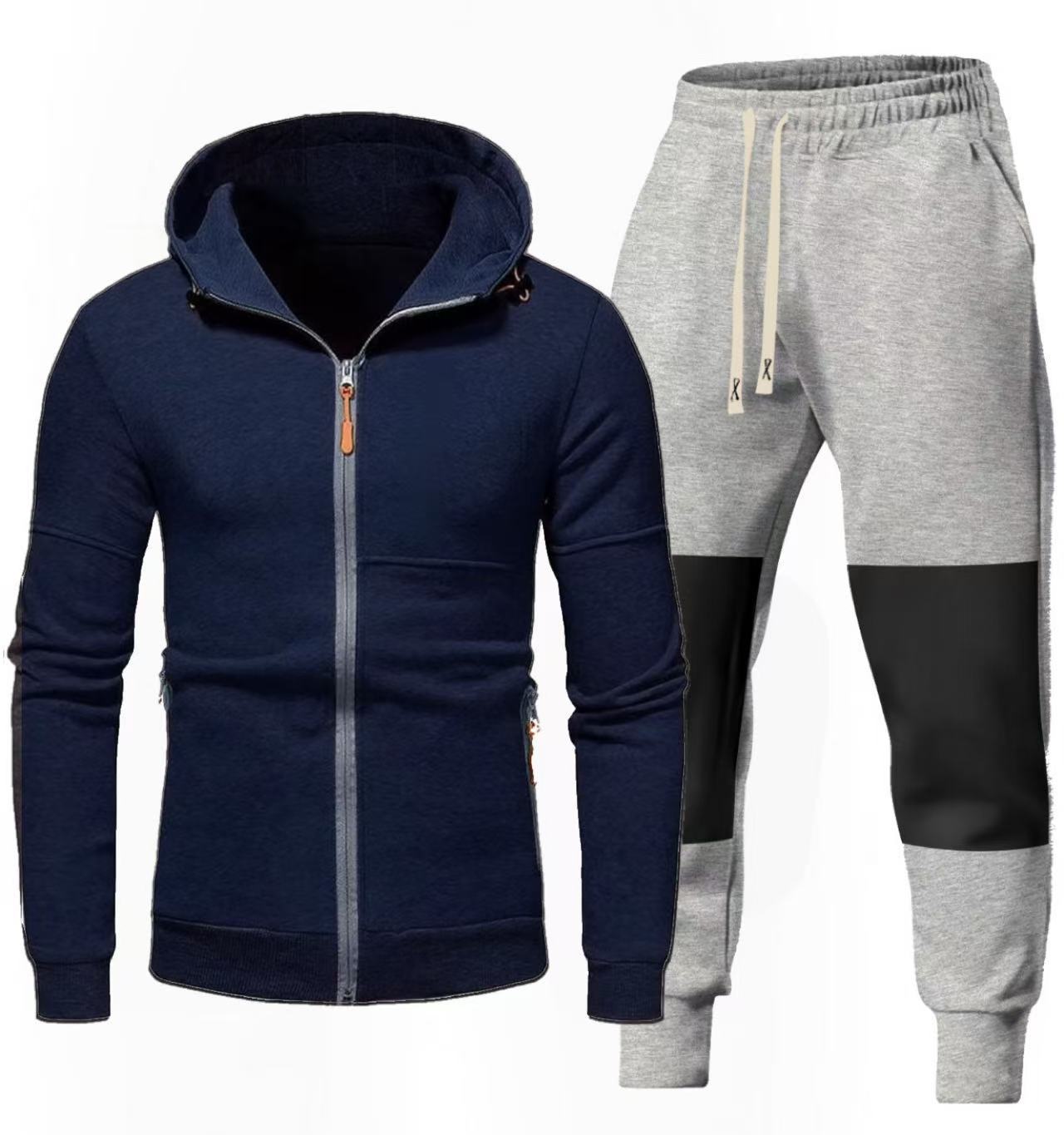Men's Chic and Stylish Hoodie and Jogging Pants Set with Functional Zip Pockets