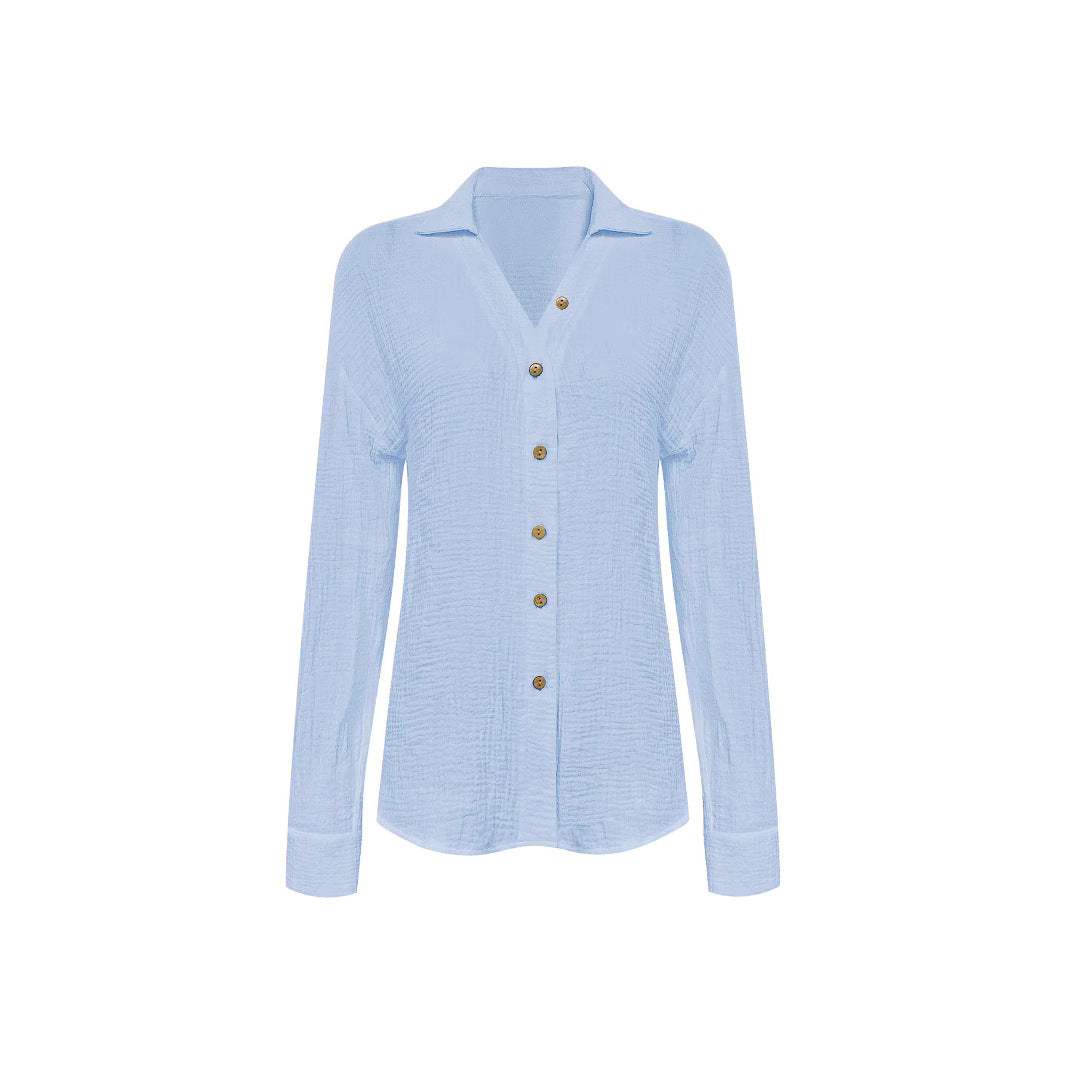 Chemisier à patte de boutonnage pour femmes avec une ceinture à la taille tendance et manches longues Chic und Stil