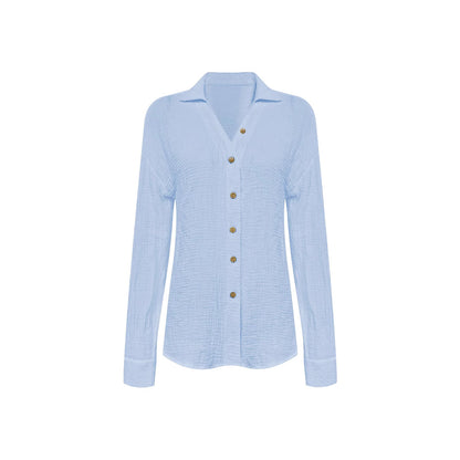 Chemisier à patte de boutonnage pour femmes avec une ceinture à la taille tendance et manches longues Chic und Stil
