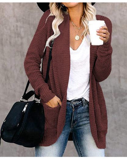 Cardigan en tricot décontracté pour femmes avec des ouvertures à l'avant et de grandes poches Chic und Stil