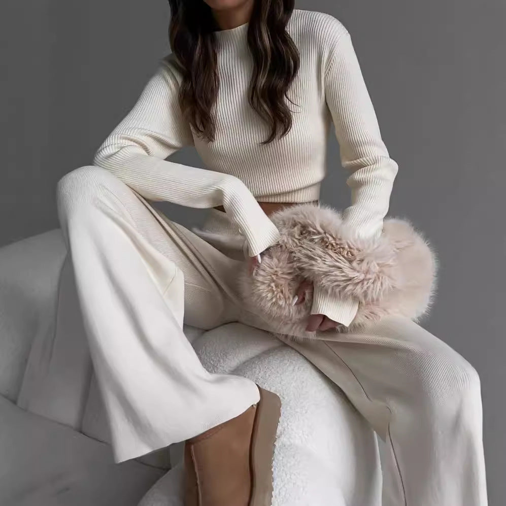 Chic and Style casual knit lounge set for women with wide pants