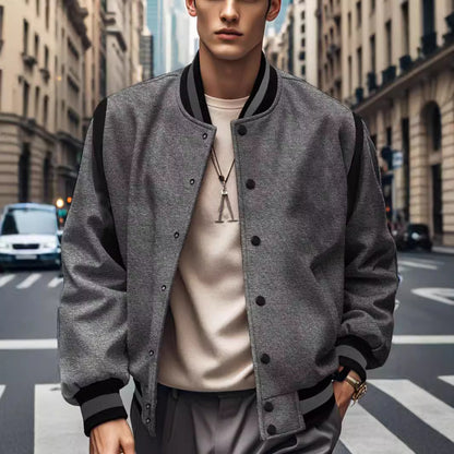 Veste bomber sportive pour homme avec des manches contrastées et des boutons de haute qualité Chic und Stil