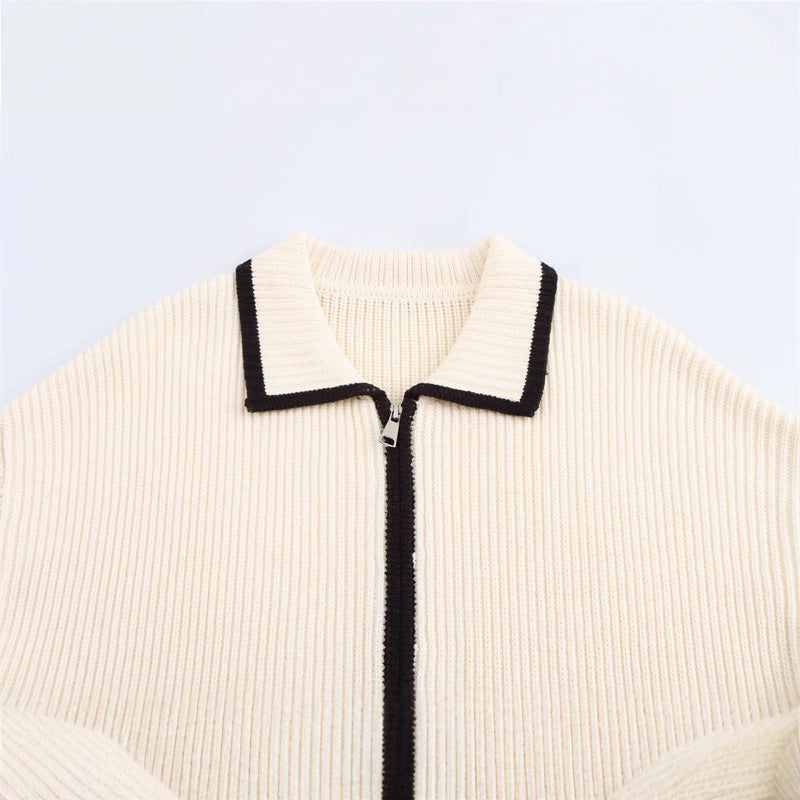 Dames cardigan avec fermeture éclair élégante et détails contrastés Chic und Stil